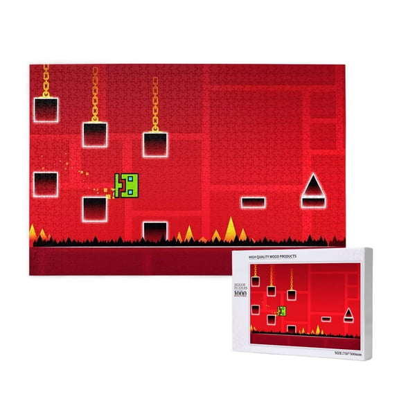 Saiise Geometry Dash Print 1000 Jigsaw Puzzle for Adults and Family,Impossible Hard Difficult Challenging Puzzles for Adults - Finished Puzzle Size is 29.5 x 19.7 inch