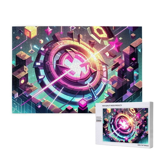Saiise Geometry Dash Print 1000 Jigsaw Puzzle for Adults and Family,Impossible Hard Difficult Challenging Puzzles for Adults - Finished Puzzle Size is 29.5 x 19.7 inch