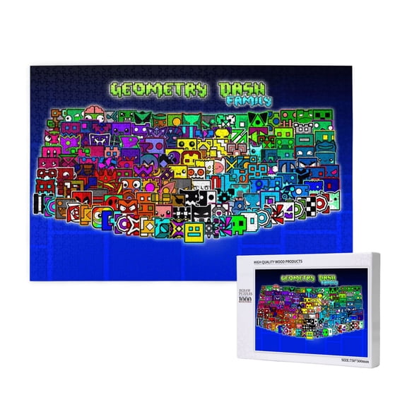 Saiise Geometry Dash Print 1000 Jigsaw Puzzle for Adults and Family,Impossible Hard Difficult Challenging Puzzles for Adults - Finished Puzzle Size is 29.5 x 19.7 inch
