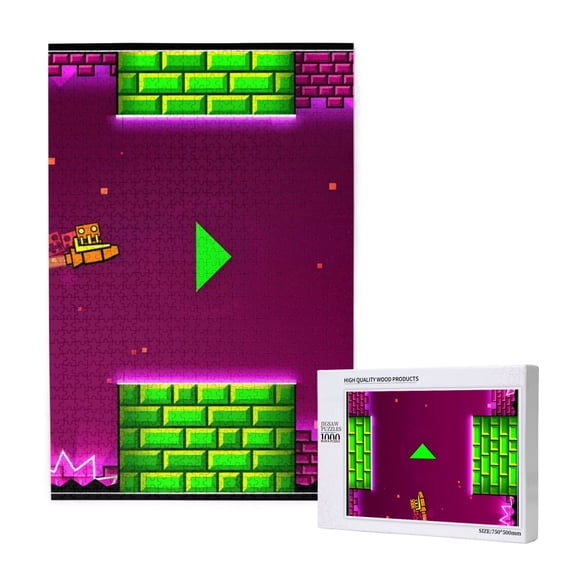 Saiise Geometry Dash Print 1000 Jigsaw Puzzle for Adults and Family,Impossible Hard Difficult Challenging Puzzles for Adults - Finished Puzzle Size is 29.5 x 19.7 inch