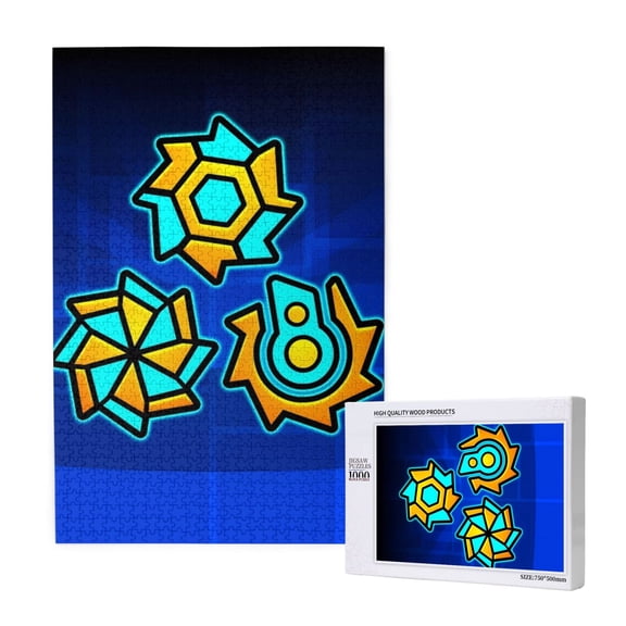 Saiise Geometry Dash Print 1000 Jigsaw Puzzle for Adults and Family,Impossible Hard Difficult Challenging Puzzles for Adults - Finished Puzzle Size is 29.5 x 19.7 inch