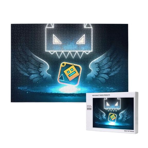 Saiise Geometry Dash Print 1000 Jigsaw Puzzle for Adults and Family,Impossible Hard Difficult Challenging Puzzles for Adults - Finished Puzzle Size is 29.5 x 19.7 inch
