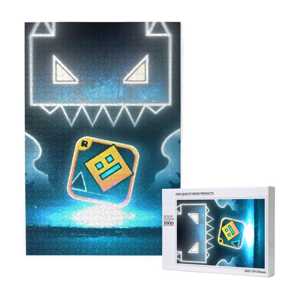 Saiise Geometry Dash Print 1000 Jigsaw Puzzle for Adults and Family,Impossible Hard Difficult Challenging Puzzles for Adults - Finished Puzzle Size is 29.5 x 19.7 inch