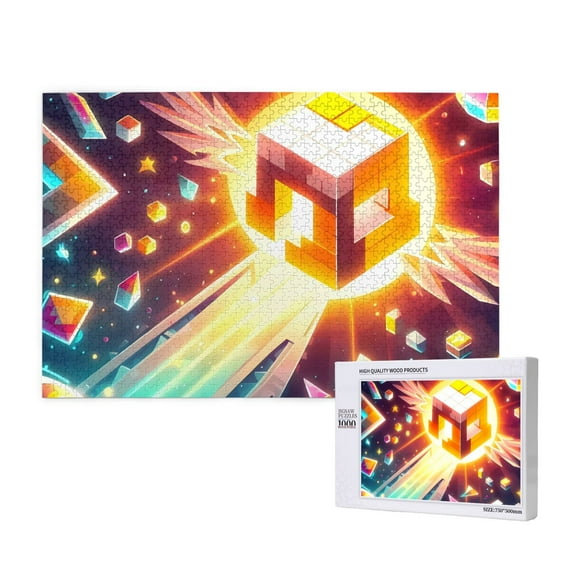 Saiise Geometry Dash Print 1000 Jigsaw Puzzle for Adults and Family,Impossible Hard Difficult Challenging Puzzles for Adults - Finished Puzzle Size is 29.5 x 19.7 inch