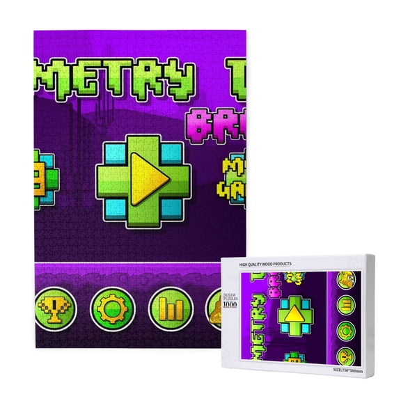 Saiise Geometry Dash Print 1000 Jigsaw Puzzle for Adults and Family,Impossible Hard Difficult Challenging Puzzles for Adults - Finished Puzzle Size is 29.5 x 19.7 inch