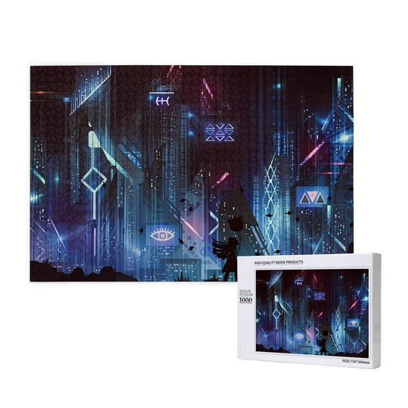 Saiise Geometry Dash Print 1000 Jigsaw Puzzle for Adults and Family,Impossible Hard Difficult Challenging Puzzles for Adults - Finished Puzzle Size is 29.5 x 19.7 inch