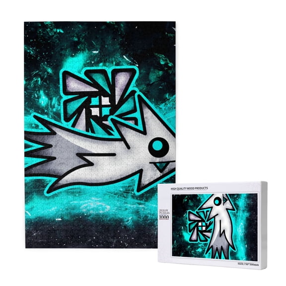 Saiise Geometry Dash Print 1000 Jigsaw Puzzle for Adults and Family,Impossible Hard Difficult Challenging Puzzles for Adults - Finished Puzzle Size is 29.5 x 19.7 inch