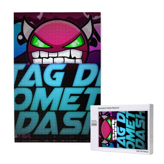 Saiise Geometry Dash Print 1000 Jigsaw Puzzle for Adults and Family,Impossible Hard Difficult Challenging Puzzles for Adults - Finished Puzzle Size is 29.5 x 19.7 inch