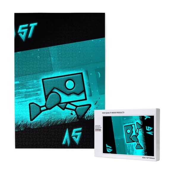 Saiise Geometry Dash Print 1000 Jigsaw Puzzle for Adults and Family,Impossible Hard Difficult Challenging Puzzles for Adults - Finished Puzzle Size is 29.5 x 19.7 inch