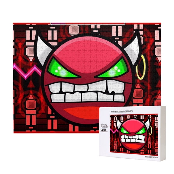 Saiise Geometry Dash Print 500 Jigsaw Puzzle for Adults and Family,Impossible Hard Difficult Challenging Puzzles for Adults - Finished Puzzle Size is 20.4 x 15 in