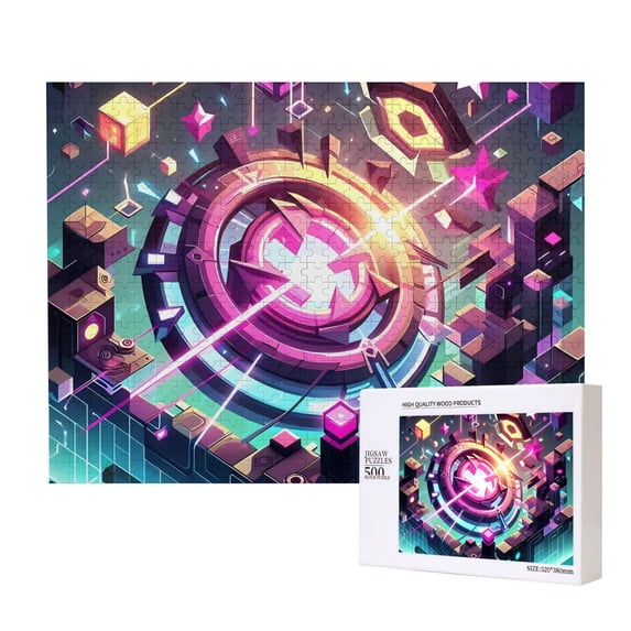Saiise Geometry Dash Print 500 Jigsaw Puzzle for Adults and Family,Impossible Hard Difficult Challenging Puzzles for Adults - Finished Puzzle Size is 20.4 x 15 in