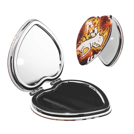 Saiise Geometry Dash Print Compact Mirror,Travel Makeup Mirror,Mini Mirror for Purse,Handbag,2.6 inch Small Folding Portable Handheld Mirror