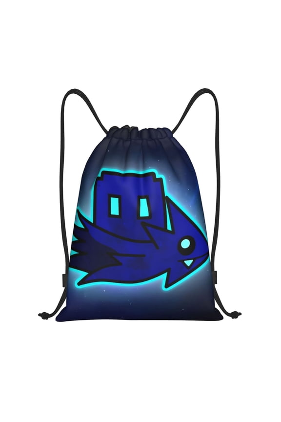 Geometry Dash Print Drawstring Backpack String Bag Sackpack Cinch Water Resistant for Gym Shopping Sport Yoga