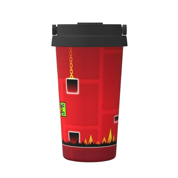 Saiise Geometry Dash Print Travel Coffee Mug 16oz,Insulated Coffee Mug to Go,Reusable Coffee Travel Mug with Seal Lid,Vacuum Stainless Steel Coffee Cups for Hot/Ice Coffee Tea