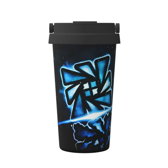 Saiise Geometry Dash Print Travel Coffee Mug 16oz,Insulated Coffee Mug to Go,Reusable Coffee Travel Mug with Seal Lid,Vacuum Stainless Steel Coffee Cups for Hot/Ice Coffee Tea