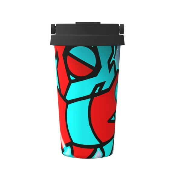 Saiise Geometry Dash Print Travel Coffee Mug 16oz,Insulated Coffee Mug to Go,Reusable Coffee Travel Mug with Seal Lid,Vacuum Stainless Steel Coffee Cups for Hot/Ice Coffee Tea