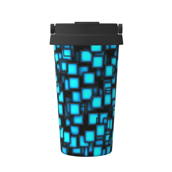 Saiise Geometry Dash Print Travel Coffee Mug 16oz,Insulated Coffee Mug to Go,Reusable Coffee Travel Mug with Seal Lid,Vacuum Stainless Steel Coffee Cups for Hot/Ice Coffee Tea