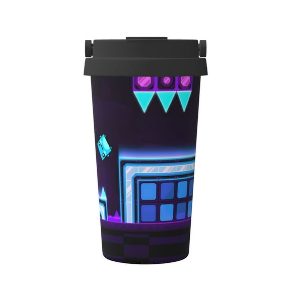 Saiise Geometry Dash Print Travel Coffee Mug 16oz,Insulated Coffee Mug to Go,Reusable Coffee Travel Mug with Seal Lid,Vacuum Stainless Steel Coffee Cups for Hot/Ice Coffee Tea