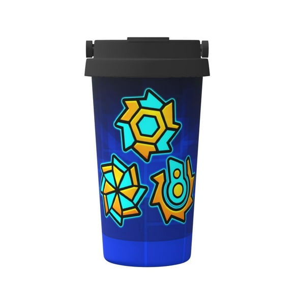 Saiise Geometry Dash Print Travel Coffee Mug 16oz,Insulated Coffee Mug to Go,Reusable Coffee Travel Mug with Seal Lid,Vacuum Stainless Steel Coffee Cups for Hot/Ice Coffee Tea