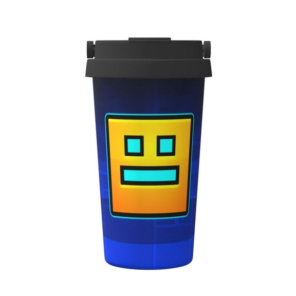 Saiise Geometry Dash Print Travel Coffee Mug 16oz,Insulated Coffee Mug to Go,Reusable Coffee Travel Mug with Seal Lid,Vacuum Stainless Steel Coffee Cups for Hot/Ice Coffee Tea