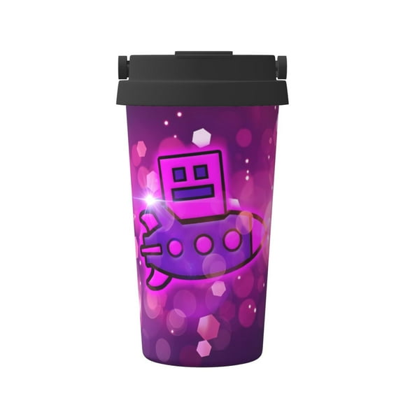Saiise Geometry Dash Print Travel Coffee Mug 16oz,Insulated Coffee Mug to Go,Reusable Coffee Travel Mug with Seal Lid,Vacuum Stainless Steel Coffee Cups for Hot/Ice Coffee Tea