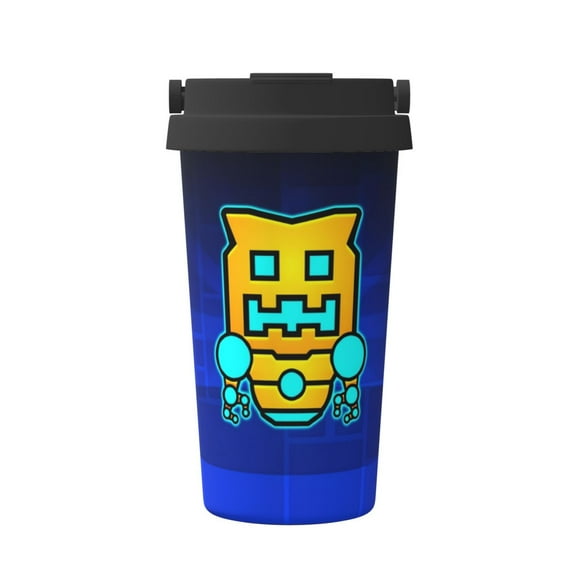 Saiise Geometry Dash Print Travel Coffee Mug 16oz,Insulated Coffee Mug to Go,Reusable Coffee Travel Mug with Seal Lid,Vacuum Stainless Steel Coffee Cups for Hot/Ice Coffee Tea
