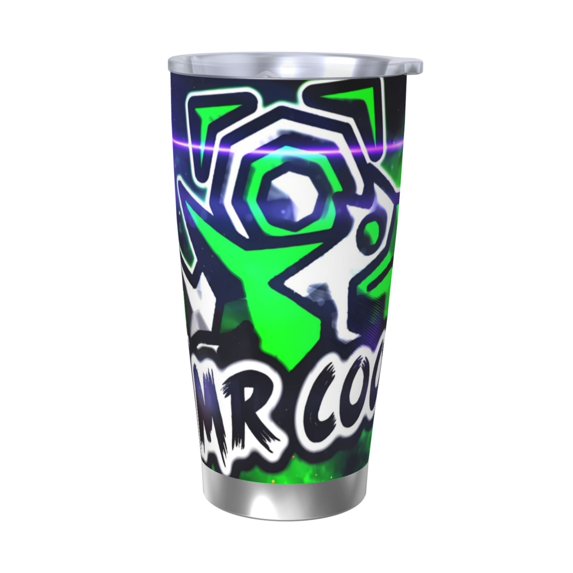 Saiise Geometry Dash Print Tumbler 20 Oz Stainless Steel Vacuum Insulated with Straw Coffee Cup for Home,Office,Outdoor Works Great for Ice Drinks and Hot Beverage