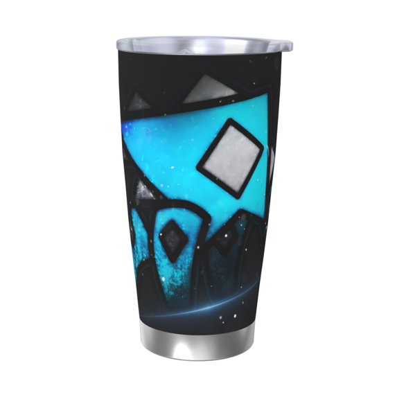 Saiise Geometry Dash Print Tumbler 20 Oz Stainless Steel Vacuum Insulated with Straw Coffee Cup for Home,Office,Outdoor Works Great for Ice Drinks and Hot Beverage
