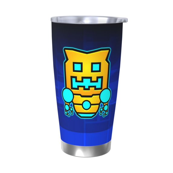 Saiise Geometry Dash Print Tumbler 20 Oz Stainless Steel Vacuum Insulated with Straw Coffee Cup for Home,Office,Outdoor Works Great for Ice Drinks and Hot Beverage