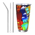 thumbnail image 1 of Saiise Geometry Dash Print Tumbler 20 Oz Stainless Steel Vacuum Insulated with Straw Coffee Cup for Home,Office,Outdoor Works Great for Ice Drinks and Hot Beverage, 1 of 8