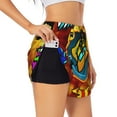 thumbnail image 1 of Saiise Geometry Dash Print Women's Shorts Hiking Athletic Shorts Yoga Lounge Active Workout Running Shorts Casual with Pockets 2.5", 1 of 7
