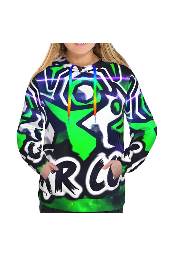Geometry Dash Women's Hoodies Long Sleeve Sweatshirts Drawstring Pullover Tops with Pocket Casual Loose-Medium