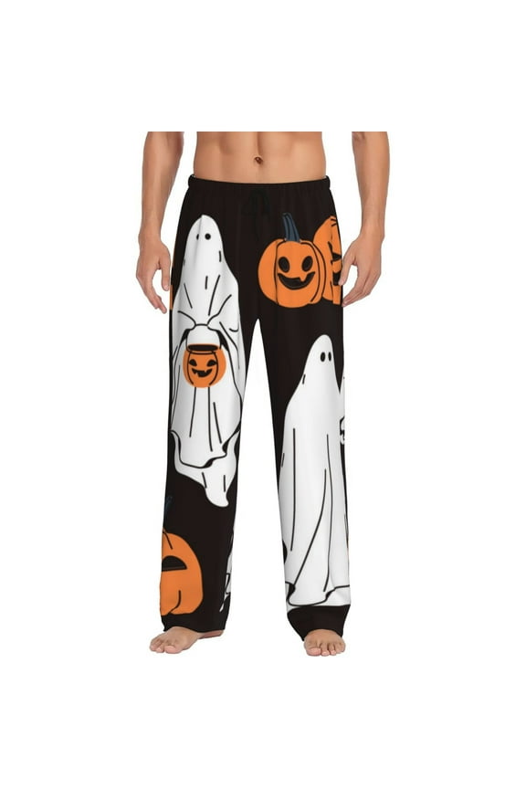 Halloween Ghosts And Pumpkins Print Mens Pajama Pants for Men,Mens Lounge Pants,Funny Gifts for Men,Men's Pajama Bottoms-Small