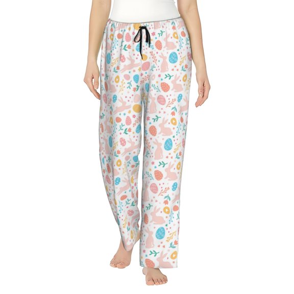 Saiise Happy Easter Womens Pajama Pants Stretch Comfy Lounge Pants Drawstring Sleep Bottoms with Pockets-Medium