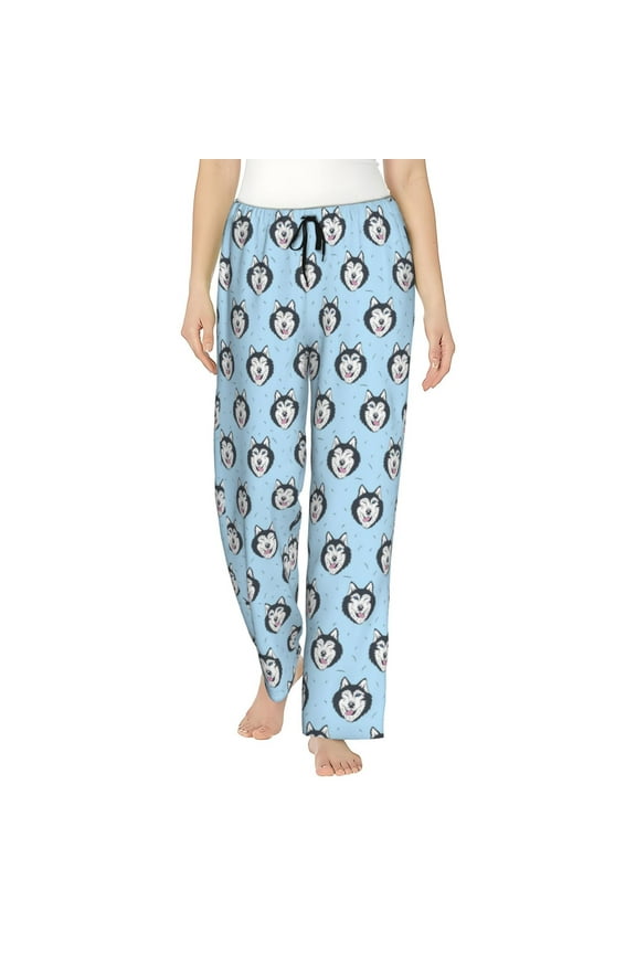 Husky Head Womens Pajama Pants Stretch Comfy Lounge Pants Drawstring Sleep Bottoms with Pockets-Medium