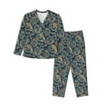 thumbnail image 1 of Saiise Indian Paisley 2 Print Women Soft Pajama Sets,Long Sleeve Sleepwear Button Up 2-Piece Pjs Lounge Sets-Medium, 1 of 7