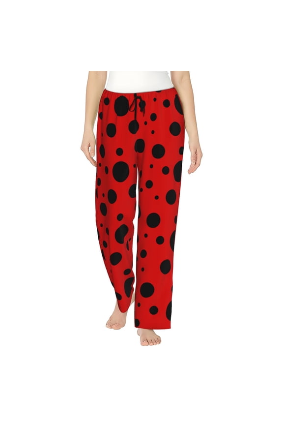 Ladybug Pattern Womens Pajama Pants Stretch Comfy Lounge Pants Drawstring Sleep Bottoms with Pockets-Medium