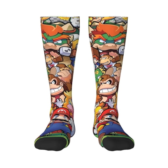Saiise Mario Aa Funny Socks Men Women Boys Kids Adults Novelty Graphic Crew Tube Socks Crazy Design Casual Dress Socks for Sports,Running,Travel