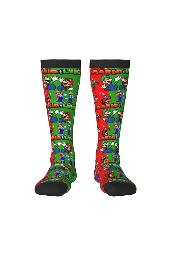 Mario Ai Funny Socks Men Women Boys Kids Adults Novelty Graphic Crew Tube Socks Crazy Design Casual Dress Socks for Sports,Running,Travel