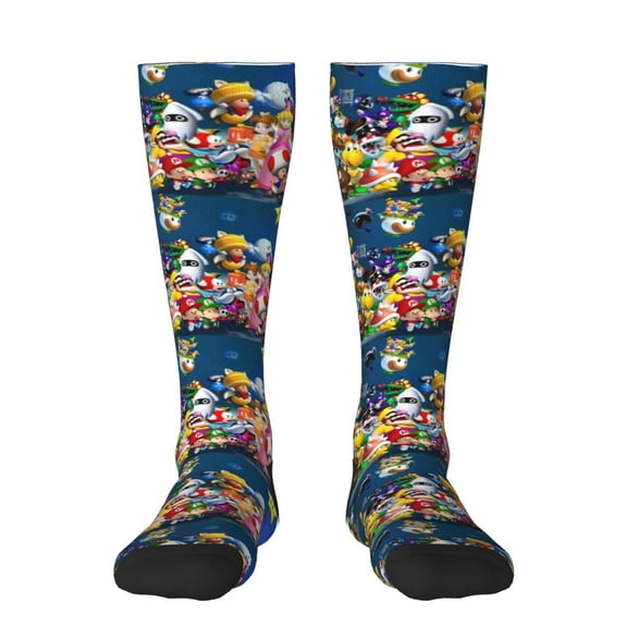 Saiise Mario Am Funny Socks Men Women Boys Kids Adults Novelty Graphic Crew Tube Socks Crazy Design Casual Dress Socks for Sports,Running,Travel