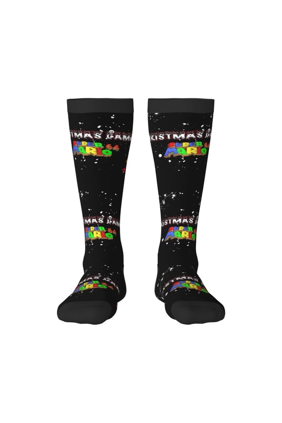 Mario Aw Funny Socks Men Women Boys Kids Adults Novelty Graphic Crew Tube Socks Crazy Design Casual Dress Socks for Sports,Running,Travel