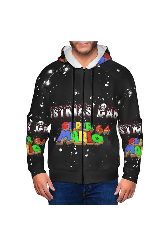 Mario Aw Mens Zip Up Hoodie Long Sleeve Full-zip Hooded Sweatshirt Pullover With Kangaroo Pocket S-3XL