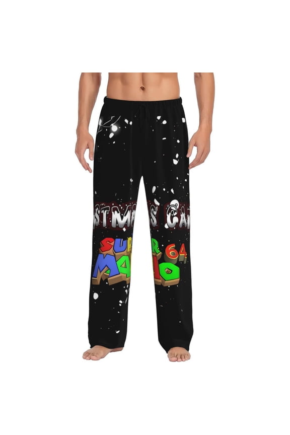 Mario Aw Print Mens Pama Pants for Men,Mens Lounge Pants,Funny Gifts for Men,Men's Pama Bottoms