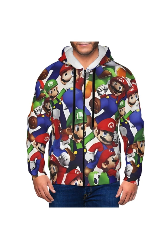 Mario Ax Mens Zip Up Hoodie Long Sleeve Full-zip Hooded Sweatshirt Pullover With Kangaroo Pocket S-3XL