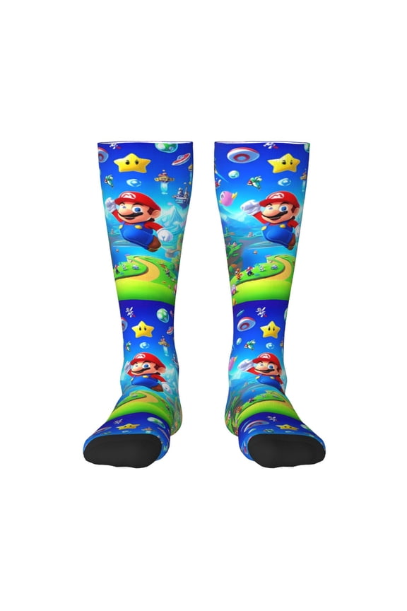 Mario Az Funny Socks Men Women Boys Kids Adults Novelty Graphic Crew Tube Socks Crazy Design Casual Dress Socks for Sports,Running,Travel