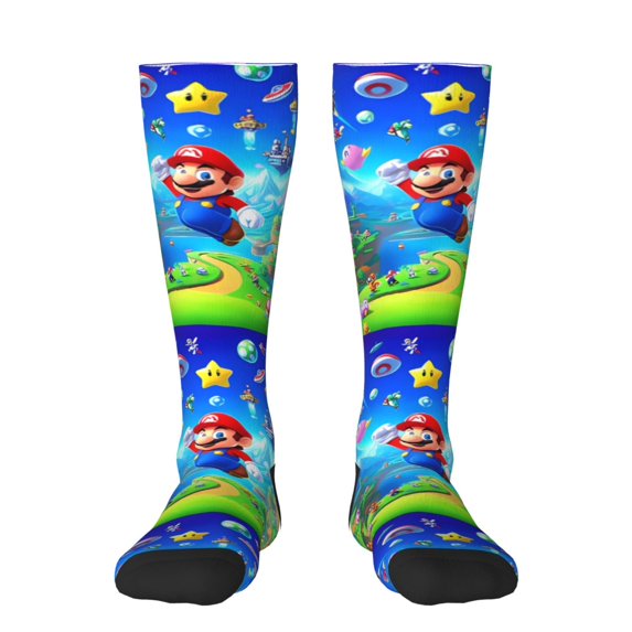 Saiise Mario Az Funny Socks Men Women Boys Kids Adults Novelty Graphic Crew Tube Socks Crazy Design Casual Dress Socks for Sports,Running,Travel