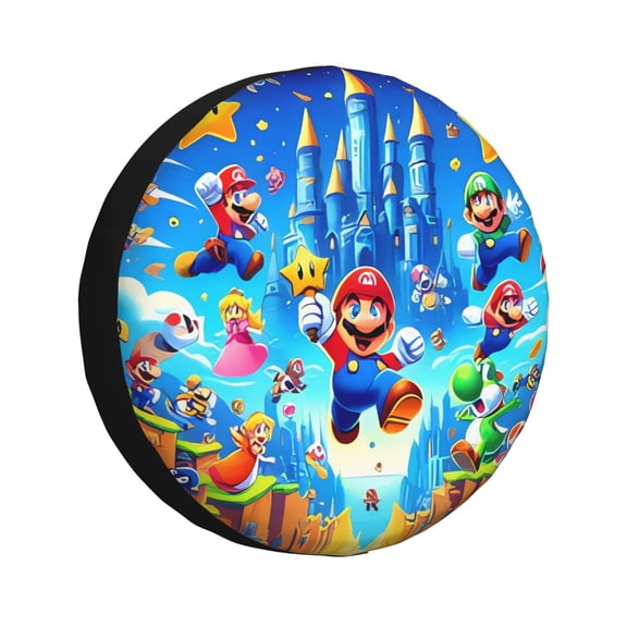 Saiise Mario Bb Print Rv Spare Tire Cover Wheel Tire Cover for Travel Trailers Protectors Weatherproof Dust-Proof for Camper Trailer Truck SUV Rv Universal-14 inch