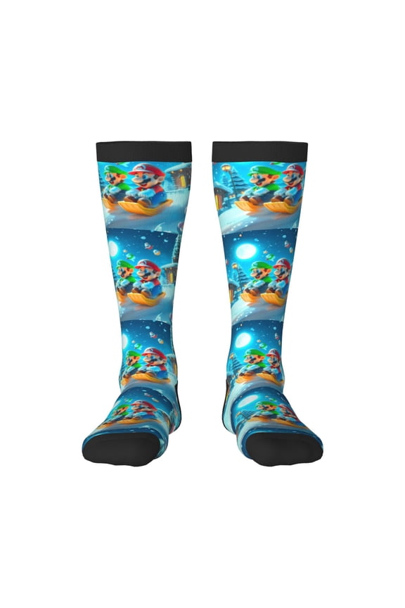 Mario Bl Funny Socks Men Women Boys Kids Adults Novelty Graphic Crew Tube Socks Crazy Design Casual Dress Socks for Sports,Running,Travel