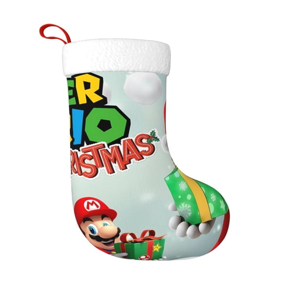 Saiise Mario Bm Print 17.7 Inches Christmas Stockings,Large Stockings for for Christmas Xmas Tree Holiday Fireplace Family Decor Gifts