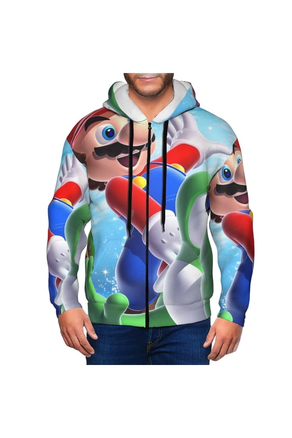 Mario Bo Mens Zip Up Hoodie Long Sleeve Full-zip Hooded Sweatshirt Pullover With Kangaroo Pocket S-3XL